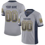 Custom Name and Number Gray Navy-Gold Mesh Football Jersey - Personalized Drift Fashion Team Gear Personalized Gray Navy-Gold