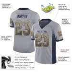 Custom Name and Number Gray Navy-Gold Mesh Football Jersey - Personalized Drift Fashion Team Gear Personalized Gray Navy-Gold