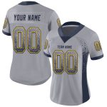 Custom Name and Number Gray Navy-Gold Mesh Football Jersey - Personalized Drift Fashion Team Gear Personalized Gray Navy-Gold
