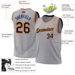 Custom Personalized Basketball Jersey - Gray Navy Gold Orange Authentic Throwback with Team Name & Number Personalized Gray