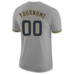 Custom Name and Number Performance T-Shirt - Gray Navy Gold Personalized Team Apparel Personalized Gray Navy-Gold Performance