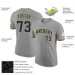 Custom Name and Number Performance T-Shirt - Gray Navy Gold Personalized Team Apparel Personalized Gray Navy-Gold Performance