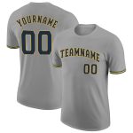 Custom Name and Number Performance T-Shirt - Gray Navy Gold Personalized Team Apparel Personalized Gray Navy-Gold Performance