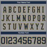 Custom Name and Number Performance T-Shirt - Gray Navy Gold Personalized Team Apparel Personalized Gray Navy-Gold Performance