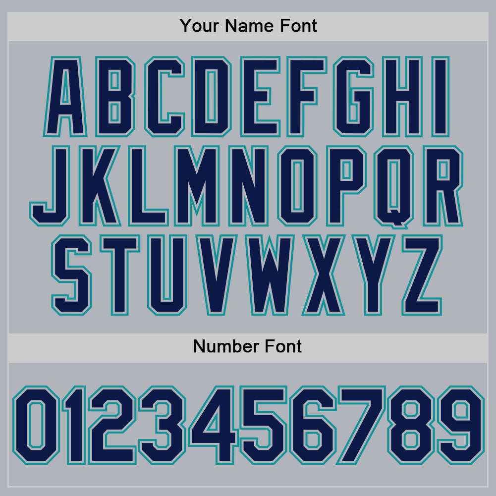 Personalized Gray Navy Gray-Teal Line Authentic Baseball Jersey Team Custom Name and Number Custom Name and Number Personalized Baseball Jersey - Gray Navy Gray-Teal Line Authentic Team Apparel Personalized Gray Navy - Image 5