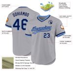 Custom Name Number Baseball Jersey - Personalized Gray Navy Light Blue Authentic Throwback Personalized Gray Navy-Light Blue