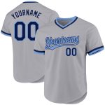 Custom Name Number Baseball Jersey - Personalized Gray Navy Light Blue Authentic Throwback Personalized Gray Navy-Light Blue