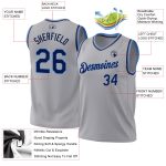 Customizable Gray Navy Light Blue Basketball Jersey - Authentic Throwback Style Personalized Gray Navy-Light Blue Authentic