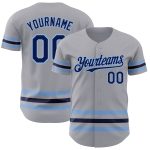 Custom Gray Navy-Light Blue Line Authentic Baseball Jersey with Personalized Name and Number Personalized Gray Navy-Light