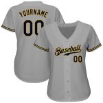 Personalized Authentic Baseball Jersey in Gray, Navy & Old Gold Personalized Gray Navy-Old Gold Authentic Baseball Jersey