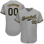 Personalized Authentic Baseball Jersey in Gray, Navy & Old Gold Personalized Gray Navy-Old Gold Authentic Baseball Jersey