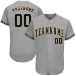 Custom Name and Number Authentic Baseball Jersey - Personalized Gray Navy and Old Gold Team Jersey Personalized Gray Navy-Old