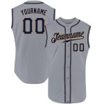Personalized Sleeveless Baseball Jersey, Gray Navy Gold, Custom Name & Number, Authentic Team Gear Personalized Gray Navy-Old