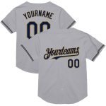 Custom Mesh Baseball Jersey - Personalized Gray Navy-Old Gold, Authentic Throwback with Custom Name and Number Personalized
