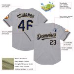Custom Mesh Baseball Jersey - Personalized Gray Navy-Old Gold, Authentic Throwback with Custom Name and Number Personalized