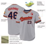 Customizable Throwback Baseball Jersey - Personalized Gray Navy Old Gold Red with Name & Number Personalized Gray Navy Old
