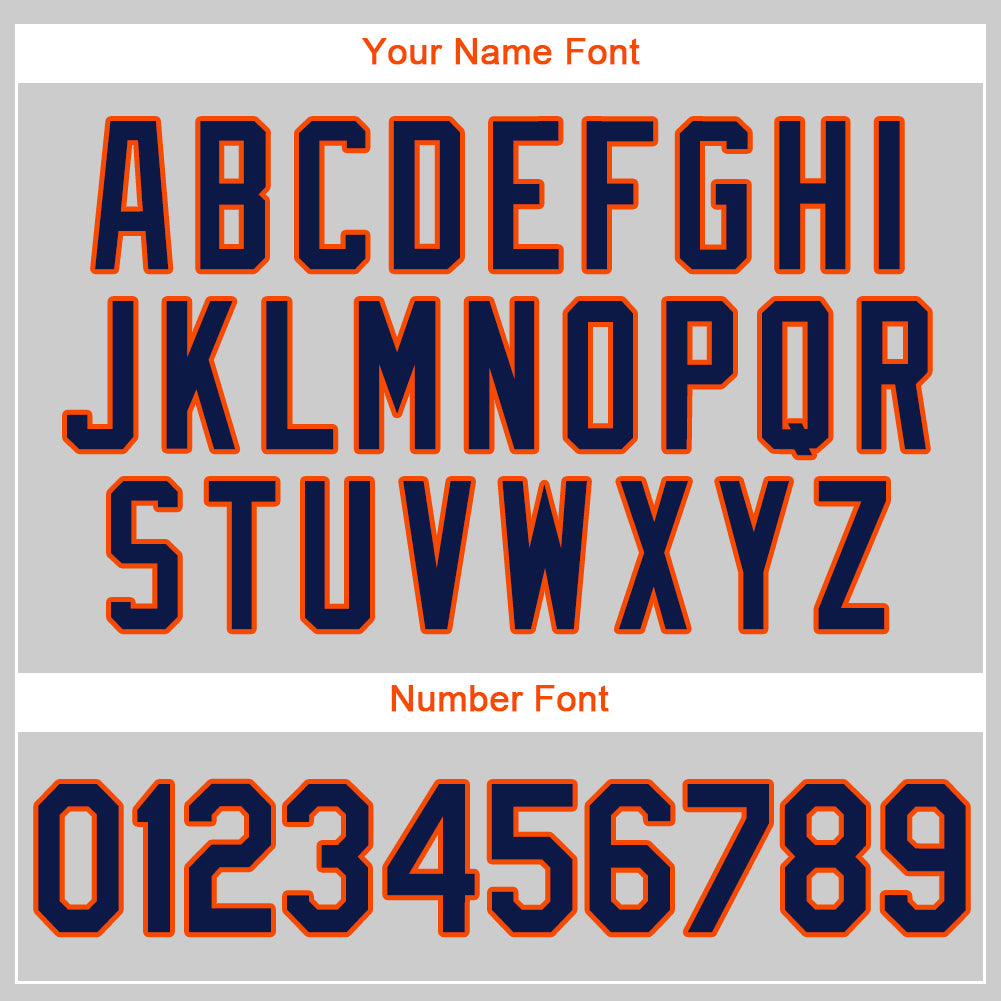 Personalized Gray Navy-Orange Authentic Baseball Jersey Personalized Gray Navy Orange Baseball Jersey - Custom Authentic Design Personalized Gray Navy-Orange Authentic Baseball - Image 4
