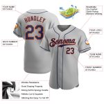 Personalized Gray Navy Orange Baseball Jersey - Custom Authentic Design Personalized Gray Navy-Orange Authentic Baseball