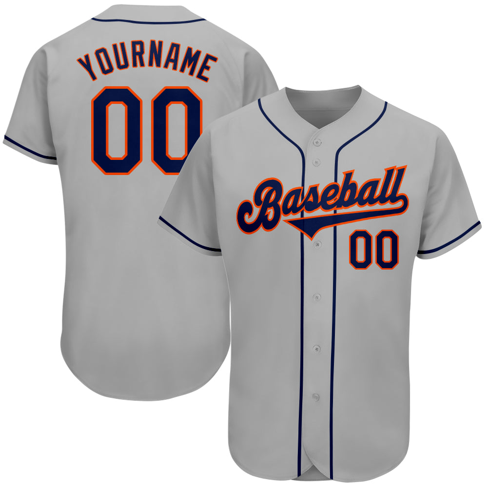 Custom Name Number Personalized Baseball Jersey Gray Navy Orange Authentic Team Personalized Gray Navy-Orange Authentic Baseball