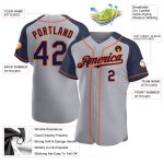 Custom Name and Number Baseball Jersey - Personalized Gray Navy Orange Authentic Raglan Sleeves Personalized Gray Navy-Orange