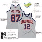 Custom Authentic Basketball Jersey with Team Name & Number - Personalized Gray Navy-Orange Design Personalized Gray Navy-Orange