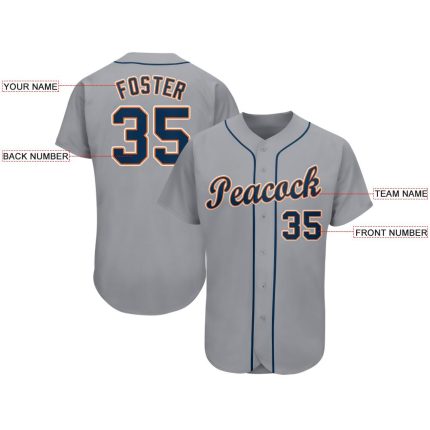 Personalized Gray Navy Orange Baseball Jersey for Men and Women - Custom Team Apparel Personalized Gray Navy-Orange Baseball