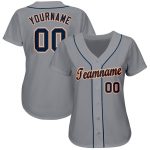 Personalized Gray Navy Orange Baseball Jersey for Men and Women - Custom Team Apparel Personalized Gray Navy-Orange Baseball