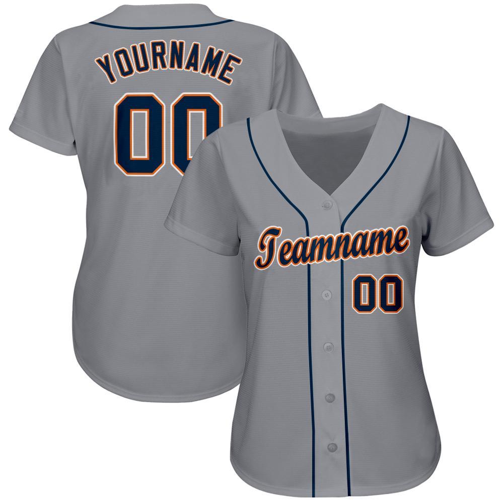 Personalized Gray Navy Orange Baseball Jersey for Men and Women - Custom Team Apparel Personalized Gray Navy-Orange Baseball