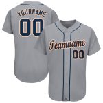 Personalized Gray Navy Orange Baseball Jersey for Men and Women - Custom Team Apparel Personalized Gray Navy-Orange Baseball