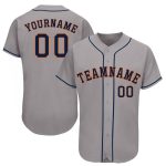 Custom Name and Number Personalized Gray Navy Orange Baseball Jersey Personalized Gray Navy-Orange Baseball Jersey Team Custom