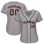 Custom Name and Number Personalized Gray Navy Orange Baseball Jersey Personalized Gray Navy-Orange Baseball Jersey Team Custom
