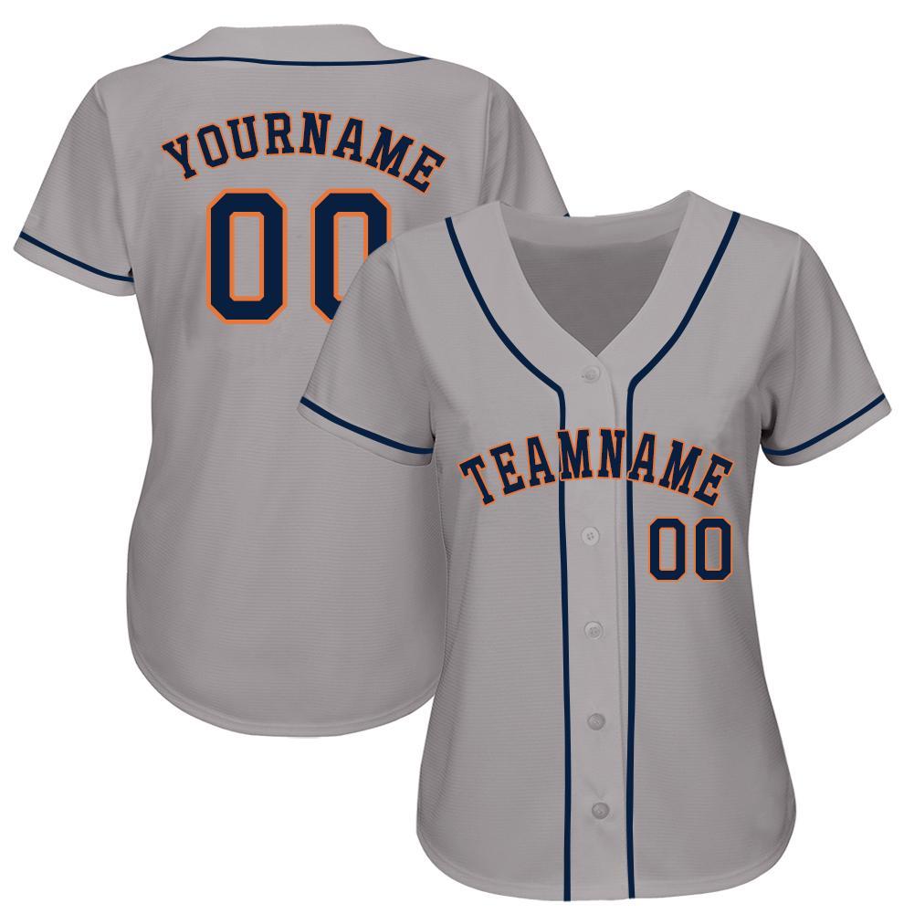 Custom Name and Number Personalized Gray Navy Orange Baseball Jersey Personalized Gray Navy-Orange Baseball Jersey Team Custom