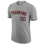 Custom Team Name and Number Performance T-Shirt in Gray Navy-Orange - Personalized Sports Apparel Personalized Gray Navy-Orange