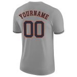 Custom Team Name and Number Performance T-Shirt in Gray Navy-Orange - Personalized Sports Apparel Personalized Gray Navy-Orange