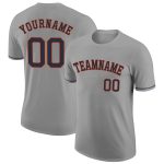 Custom Team Name and Number Performance T-Shirt in Gray Navy-Orange - Personalized Sports Apparel Personalized Gray Navy-Orange