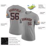 Custom Team Name and Number Performance T-Shirt in Gray Navy-Orange - Personalized Sports Apparel Personalized Gray Navy-Orange