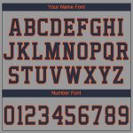 Custom Team Name and Number Performance T-Shirt in Gray Navy-Orange - Personalized Sports Apparel Personalized Gray Navy-Orange