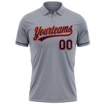 Personalized Custom Team Name and Number Vapor Golf Polo Shirt - Gray Navy-Orange Performance Design Personalized Gray Navy-Orange