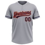 Personalized Unisex Softball Jersey Gray Navy-Orange Two-Button Design Personalized Gray Navy-Orange Two-Button Unisex Softball