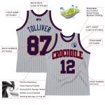 Personalized Team Custom Basketball Jersey with Gray Navy Pinstripe, Red, Name & Number - Authentic Design Personalized Gray