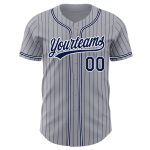 Personalized Navy and White Pinstripe Baseball Jersey - Authentic Gray Style Personalized Gray Navy Pinstripe Navy-White