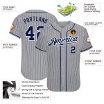 Personalized Custom Name Number Baseball Jersey Gray Navy Pinstripe Navy White Authentic Personalized Gray Navy Pinstripe