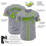 Custom Name Number Baseball Jersey Personalized Gray Navy Pinstripe Neon Green Authentic Style Personalized Gray Navy Pinstripe