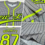 Custom Name Number Baseball Jersey Personalized Gray Navy Pinstripe Neon Green Authentic Style Personalized Gray Navy Pinstripe