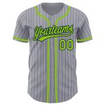 Custom Name Number Baseball Jersey Personalized Gray Navy Pinstripe Neon Green Authentic Style Personalized Gray Navy Pinstripe