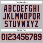 Custom Team Baseball Jersey - Personalized Gray Navy Pinstripe with Orange Name and Number Personalized Gray Navy Pinstripe