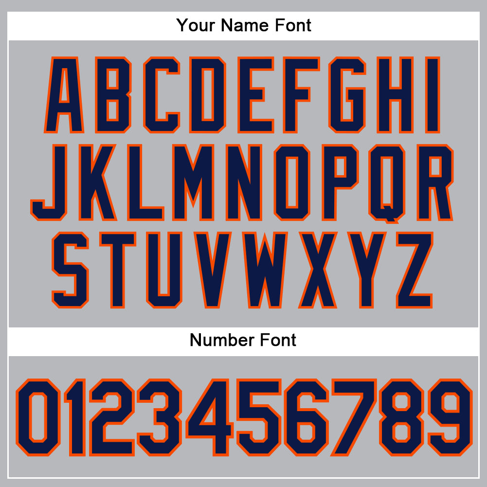 Personalized Gray Navy Pinstripe Orange Authentic Baseball Jersey Team Custom Name and Number Custom Team Baseball Jersey - Personalized Gray Navy Pinstripe with Orange Name and Number Personalized Gray Navy Pinstripe - Image 5