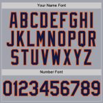 Custom Name Number Sleeveless Baseball Jersey - Personalized Gray Navy Pinstripe with Orange Details Personalized Gray Navy
