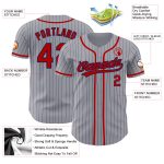 Custom Name and Number Personalized Gray Navy Pinstripe Red Baseball Jersey Authentic Team Gear Personalized Gray Navy Pinstripe