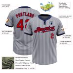 Custom Name Number Gray Navy Pinstripe Softball Jersey Unisex Two-Button Personalized Team Apparel Personalized Gray Navy